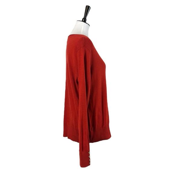Dressbarn Sweater Scoop Neck Button Sleeves Burnt Deep Orange Women’s Size XL - Picture 3 of 11